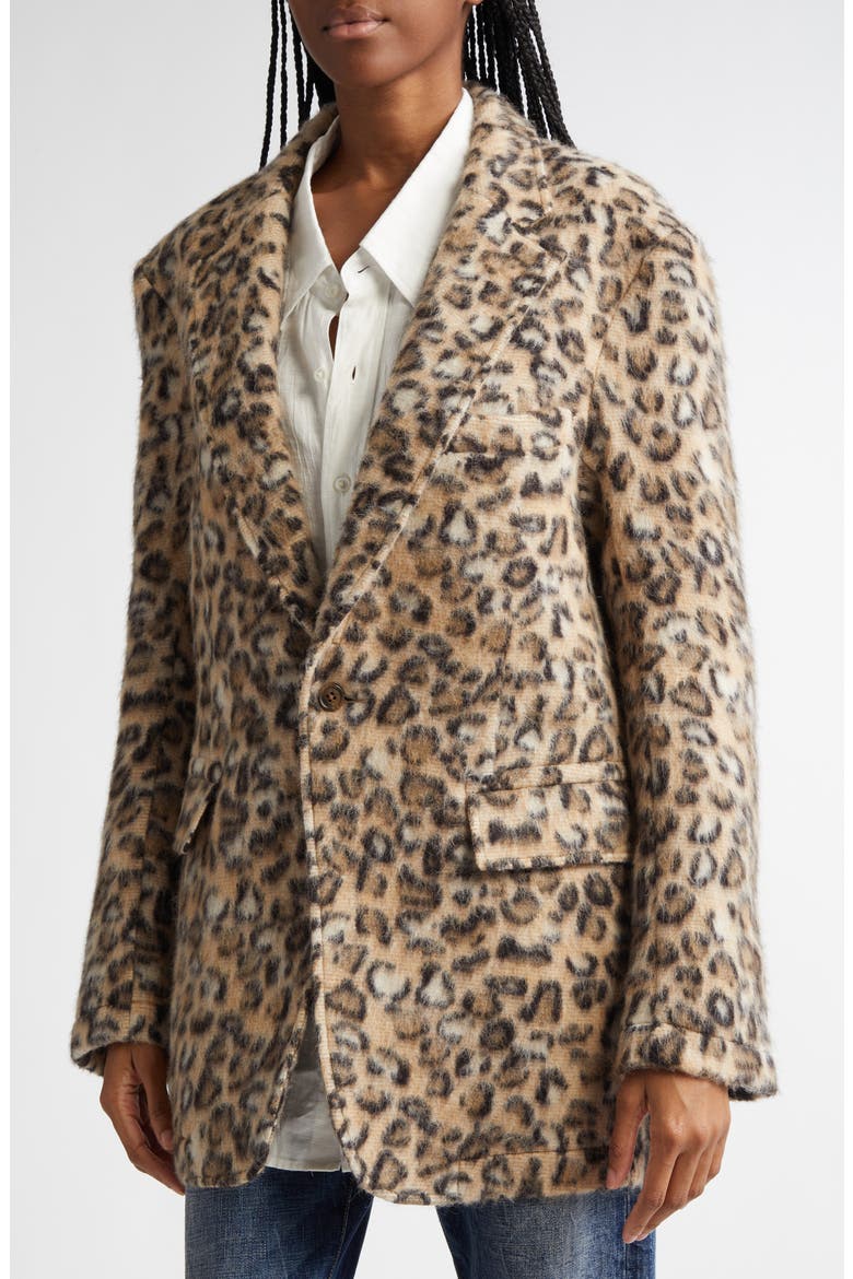 Ragged Oversize Leopard Print Blazer, Alternate, color, WOOLY LEOPARD