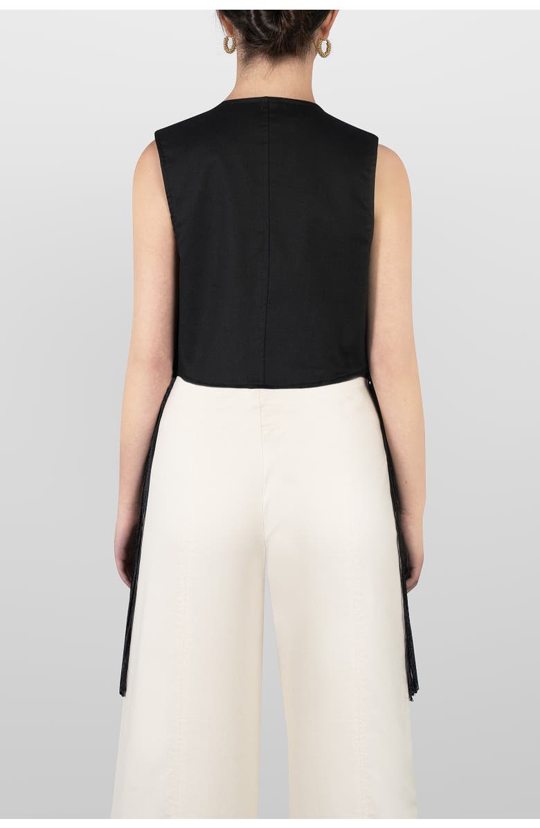 LAURA APARICIO Macrame Gillet Top, Alternate, color, Black