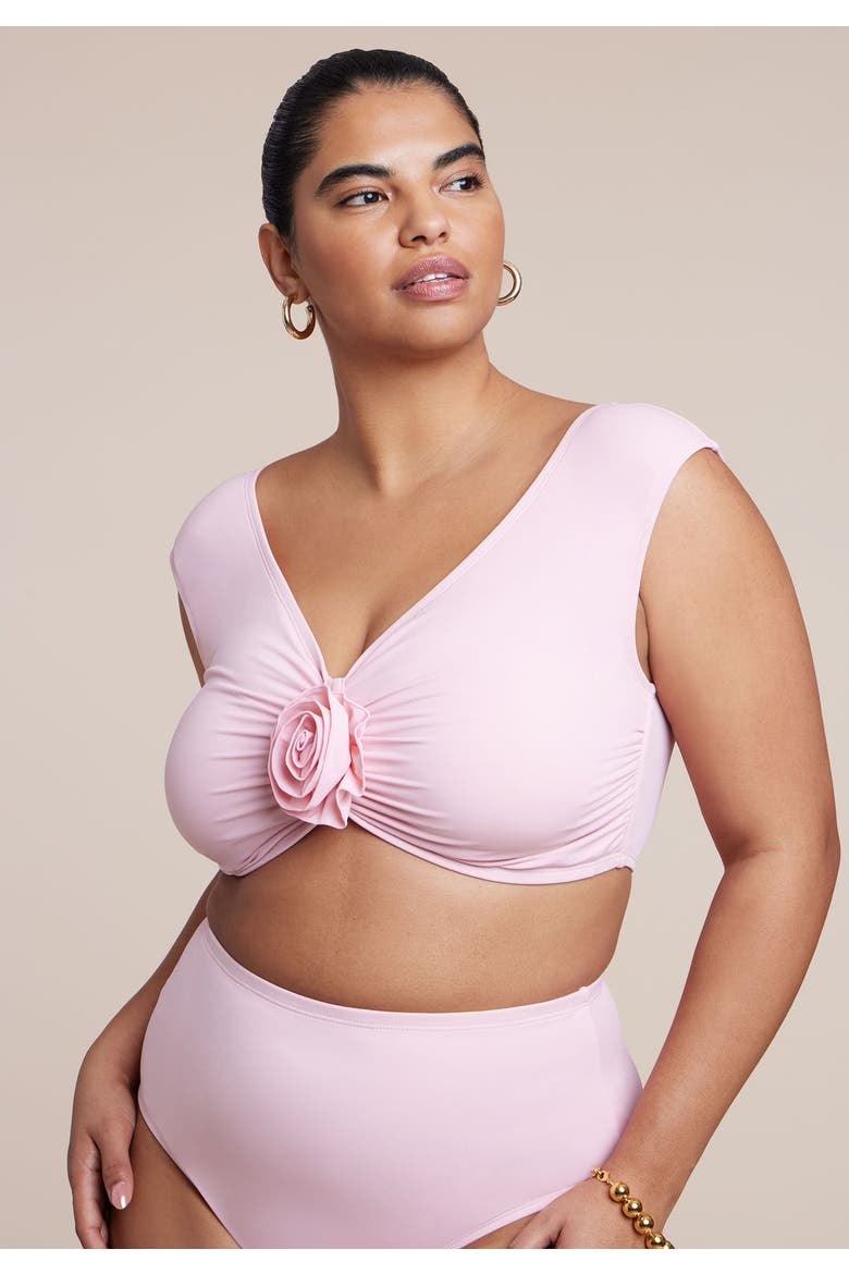 Off The Shoulder Rosette Top, Main, color, ROMANCE ROSE