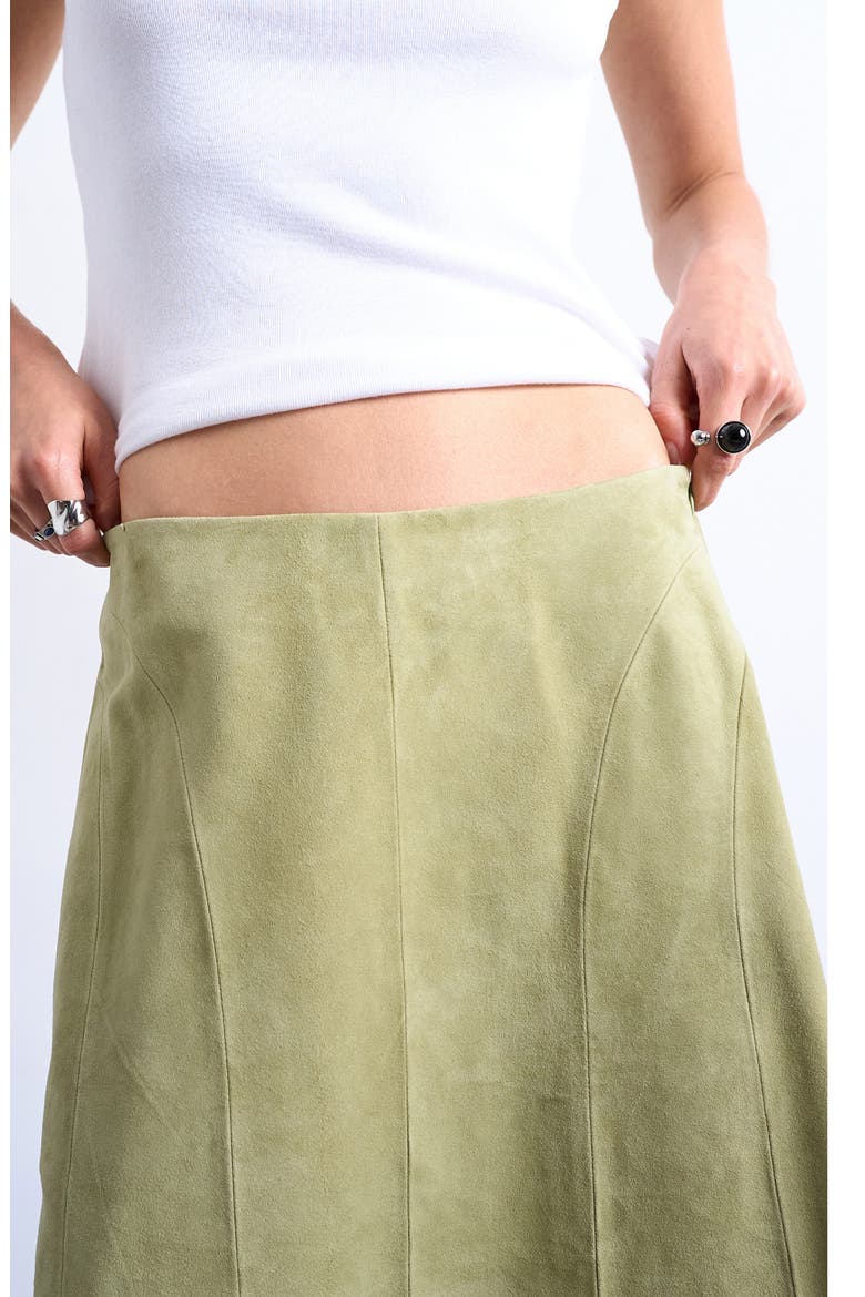 Paneled Suede Skirt, Alternate, color, MEDIUM GREEN
