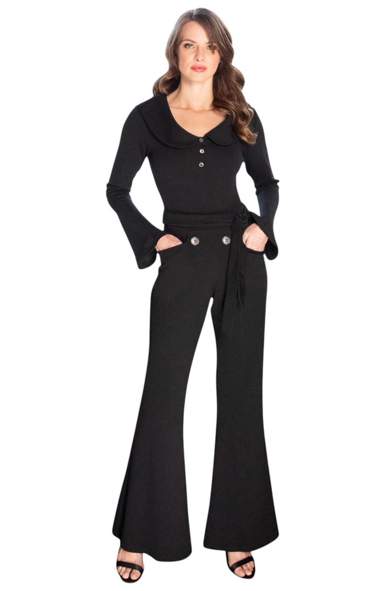 HotSquash London Clothing Bell-Bottom Jumpsuit with Collar Detail, Main, color,