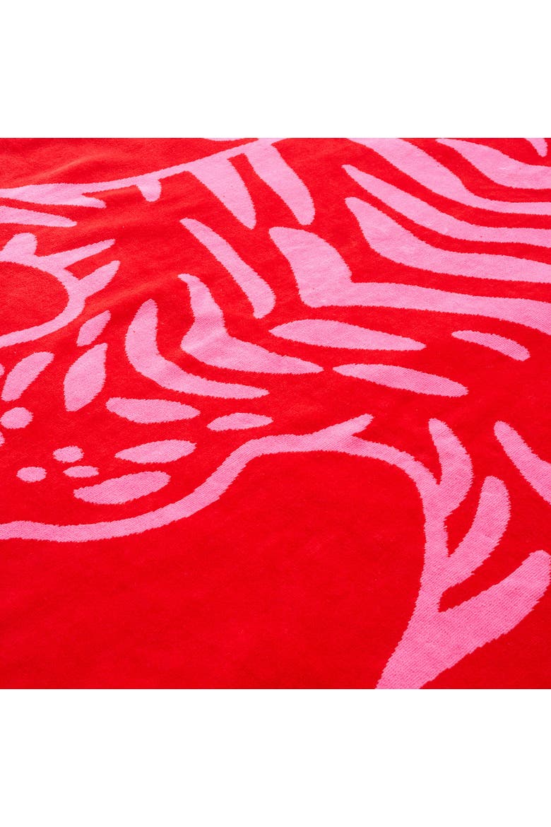 Tabea Bonita Jacquard %100 Cotton Velvet Beach Resort Style, Alternate, color, Red - Pink