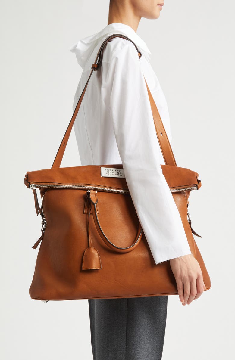 Maison Margiela XL 5AC Loved To Death Leather Tote, Alternate, color, Cognac