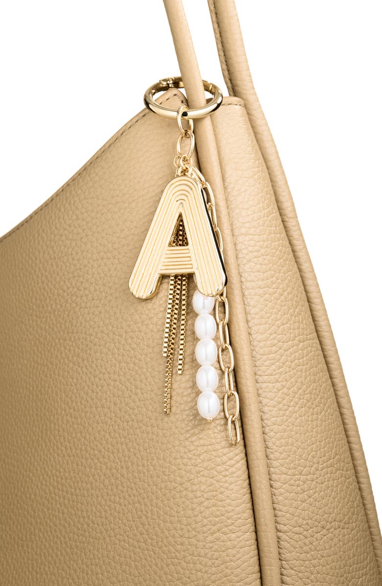 Chelsea28 Initial Faux Pearl Bag Charm, Alternate, color, A- White- Gold