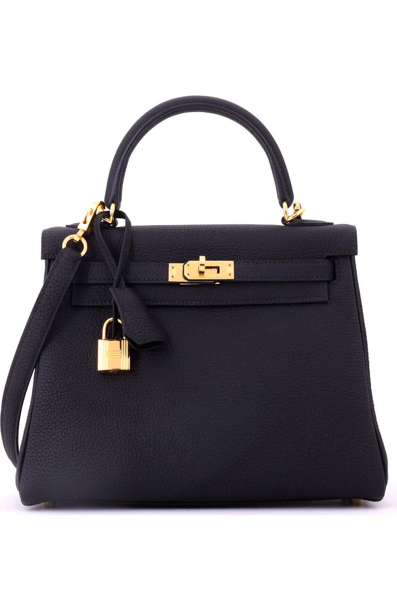 Pre-Owned Hermes Kelly Handbag Black Togo with Gold Hardware 25, Main, color, Noir