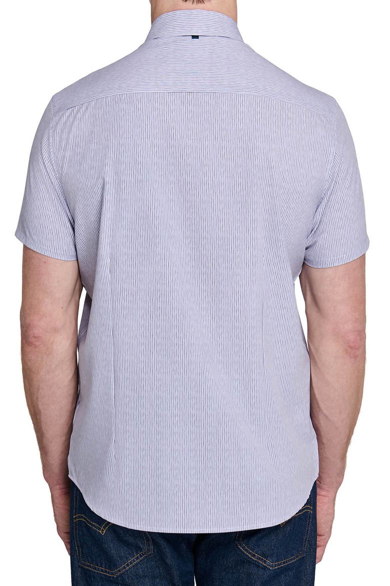 Slim Fit Abstract Performance Short Sleeve Button-Up Shirt, Alternate, color, WHITE