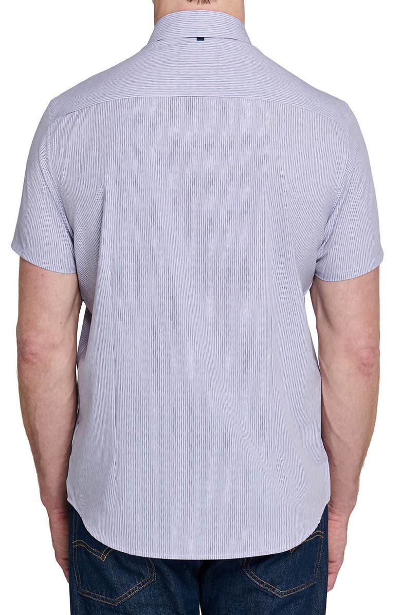 W.R.K Slim Fit Abstract Performance Short Sleeve Button-Up Shirt, Alternate, color, White