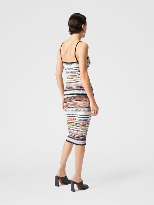 Shop Missoni Striped Cotton And Viscose Ribbed Tank Top With Contrasting Trim In Blue