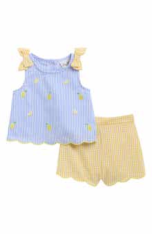 Rare Editions Lemon Seersucker Top & Bloomers