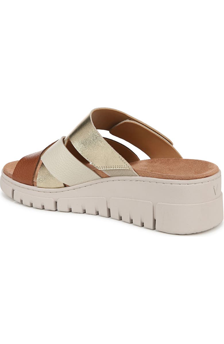 Vionic Uptown Sunset Platform Wedge Slide Sandal, Alternate, color, Tan/Gold Met Leather