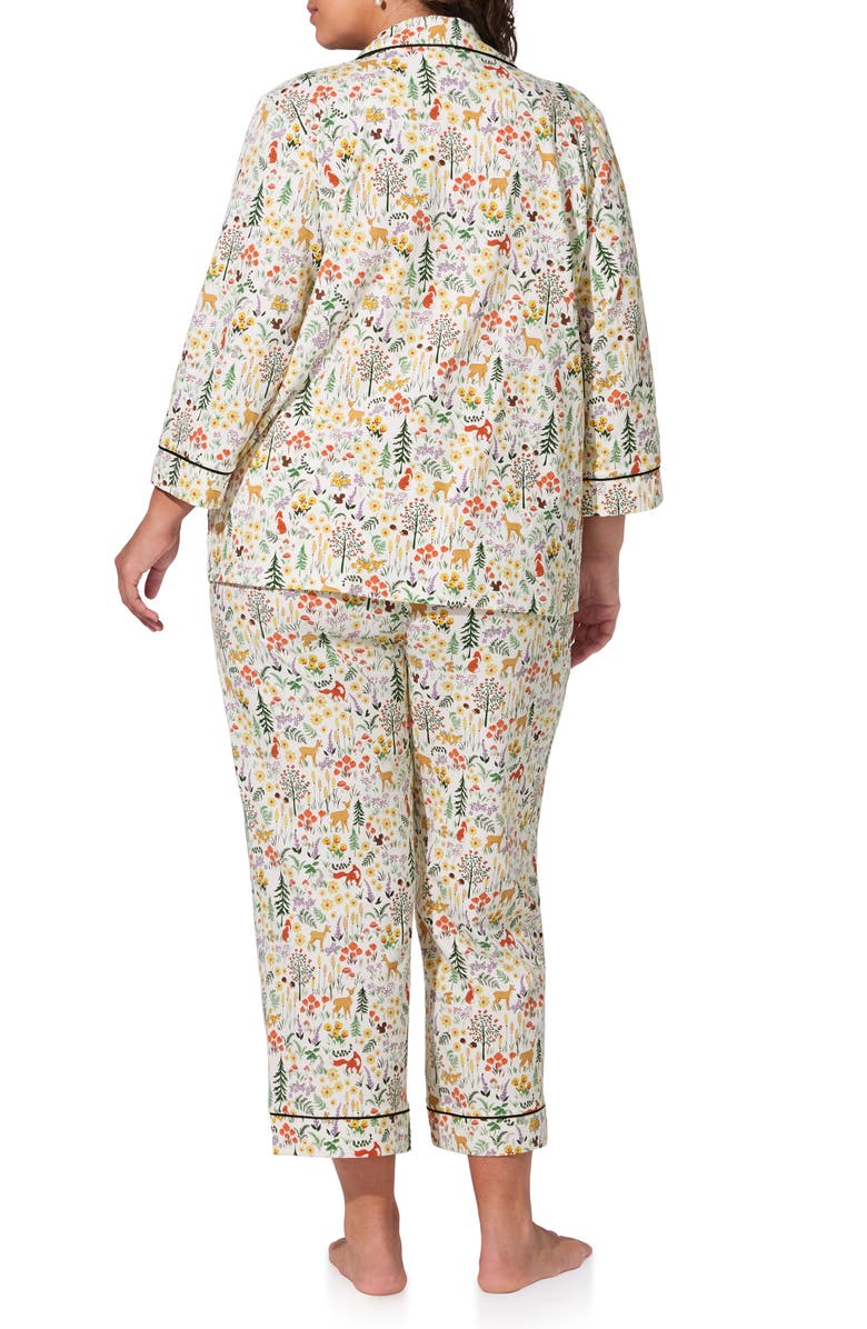 BedHead Pajamas Print Long Sleeve Stretch Organic Cotton Jersey Crop Pajamas, Alternate, color, Forest Trails