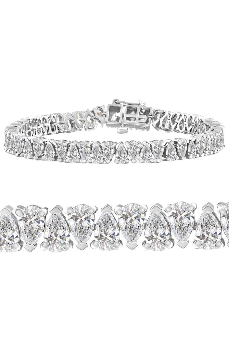 Bliss Diamond 10Ct Pear Shape Diamond Tennis Bracelet Wide 14k Gold Lab Grown, Main, color, 