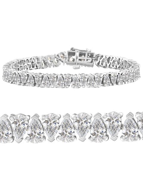 10Ct Pear Shape Diamond Tennis Bracelet Wide 14k Gold Lab Grown