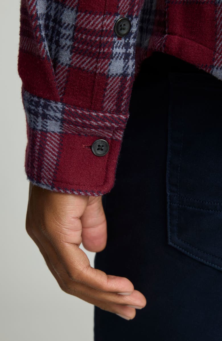 UNTUCKit Franklyn Sweater Flannel Shirt Jacket, Alternate, color, Maroon