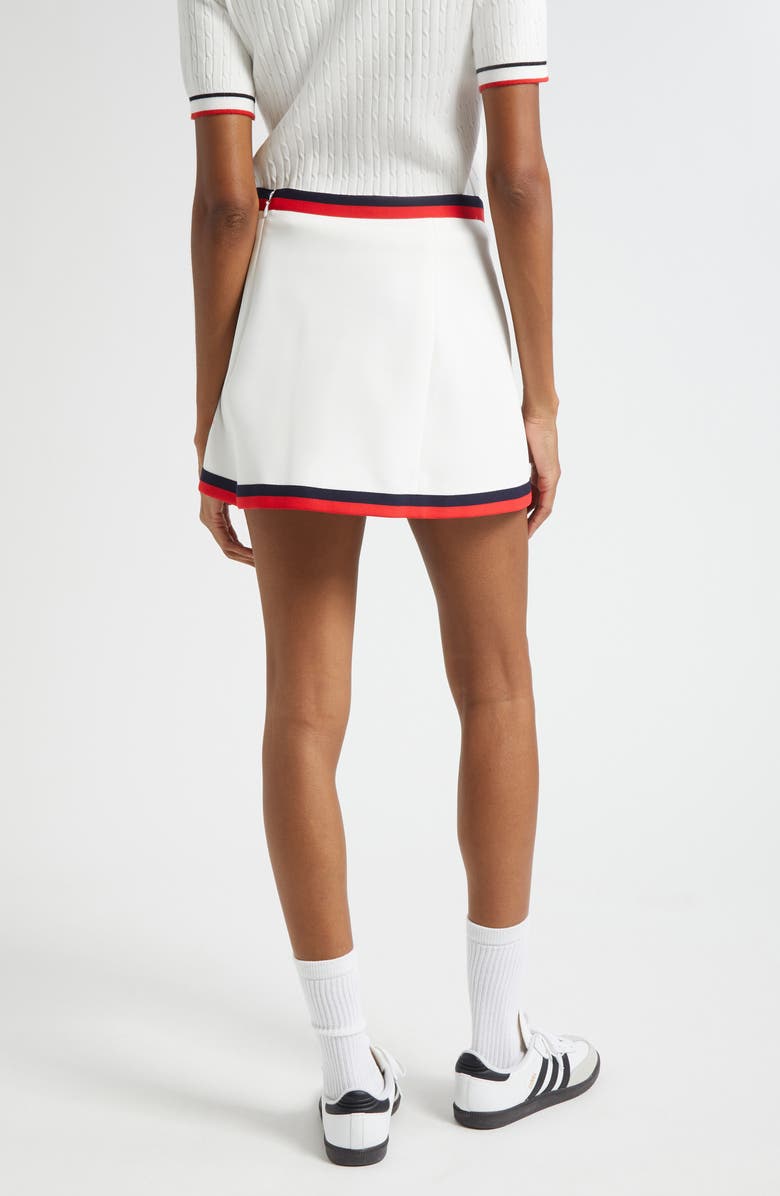 Sporty & Rich Mila Logo Detail Miniskirt, Alternate, color, White/ Navy/ Fire Red
