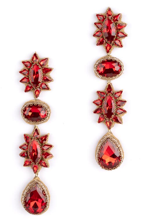 Deepa Gurnani Ariella Drop Earrings in Ruby 