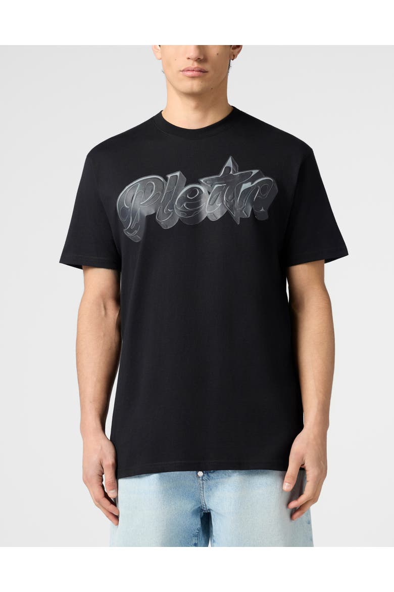 Round Neck T-Shirt Puffy Gummy Plein Men, Main, color, black/black