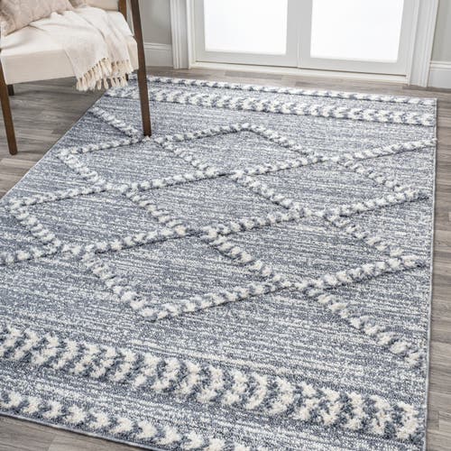 Jonathan Y Sofie Moroccan Trellis High-low Area Rug In Gray/cream