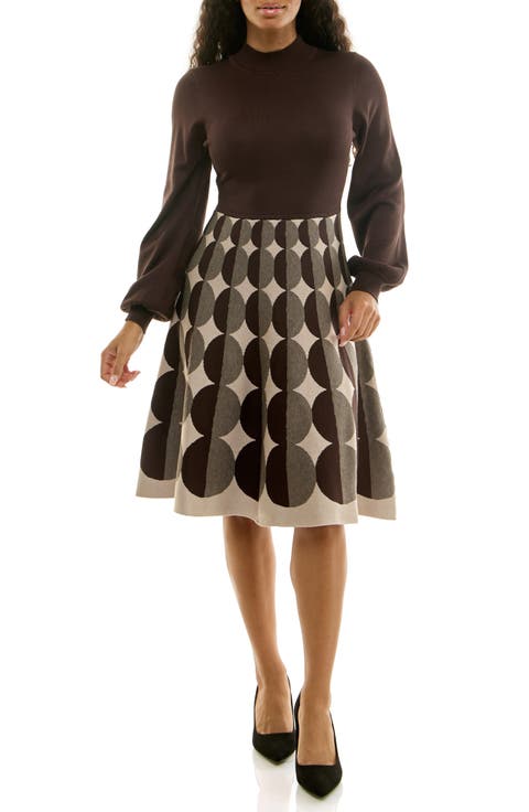 Mock Neck Long Sleeve Sweater Dress