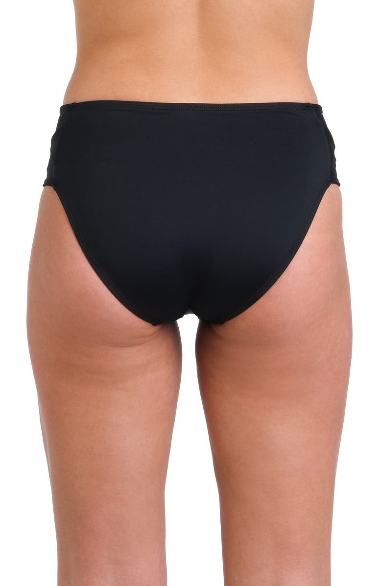 La Blanca Island Goddess Keyhole Bikini Bottoms, Alternate, color, Black