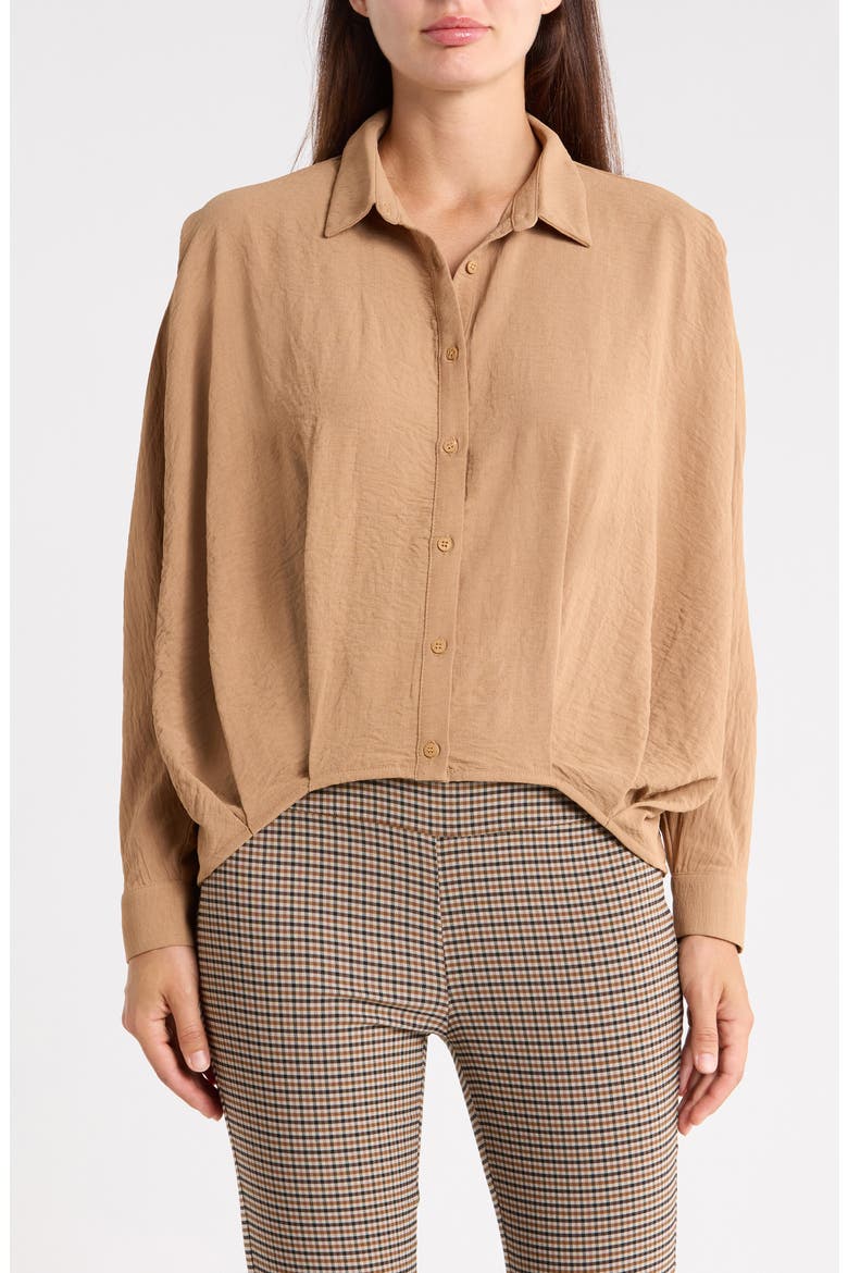 Long Sleeve High-Low Shirt, Main, color, TAUPE