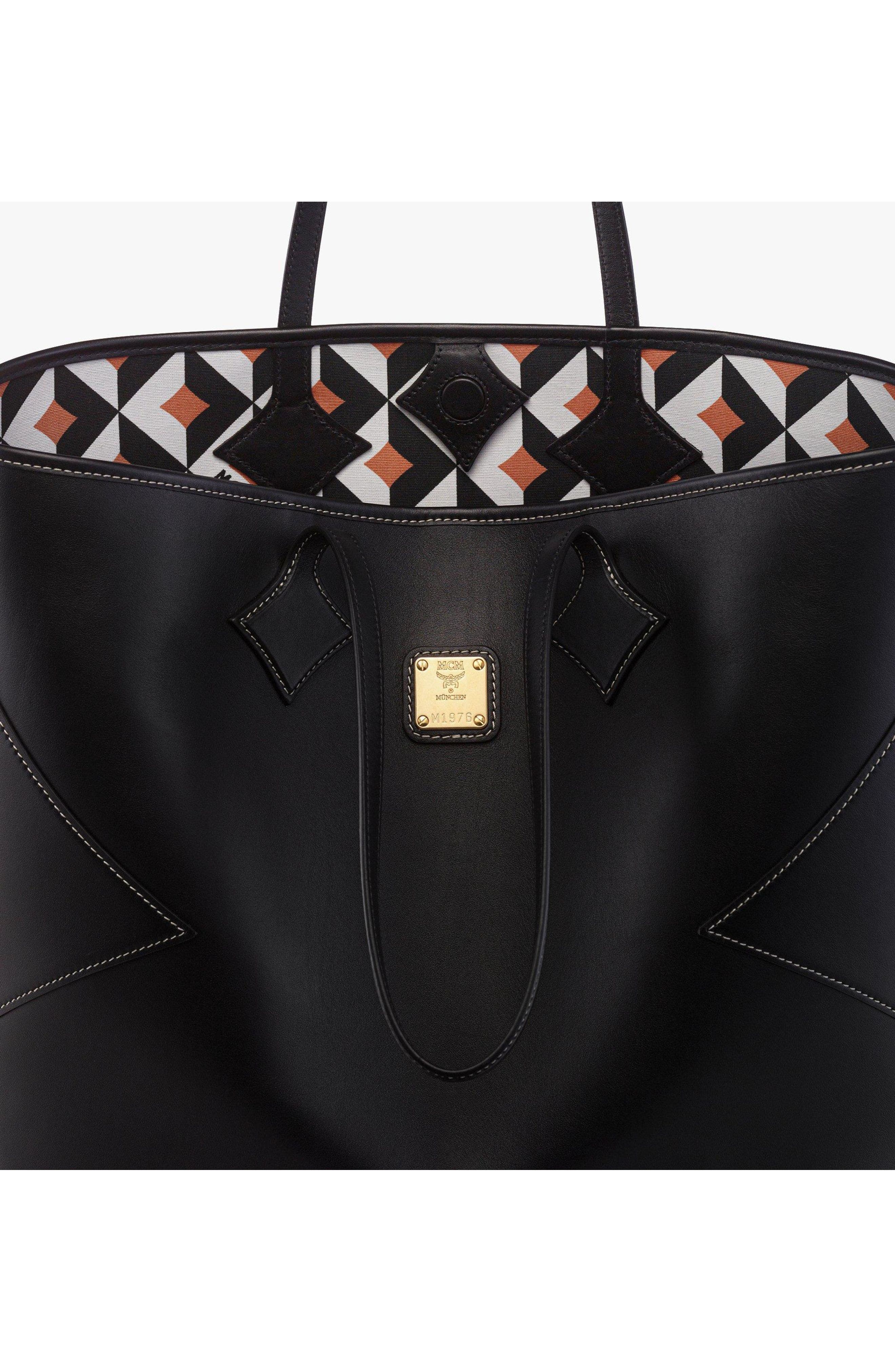 X-Large Dia Shopper in Calfskin, Alternate, color, Black