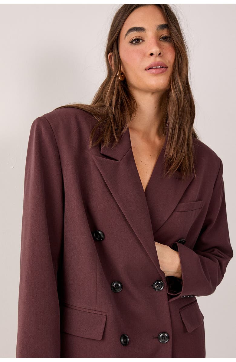 NASTY GAL Double Breasted Oversized Blazer, Alternate, color, Chocolate