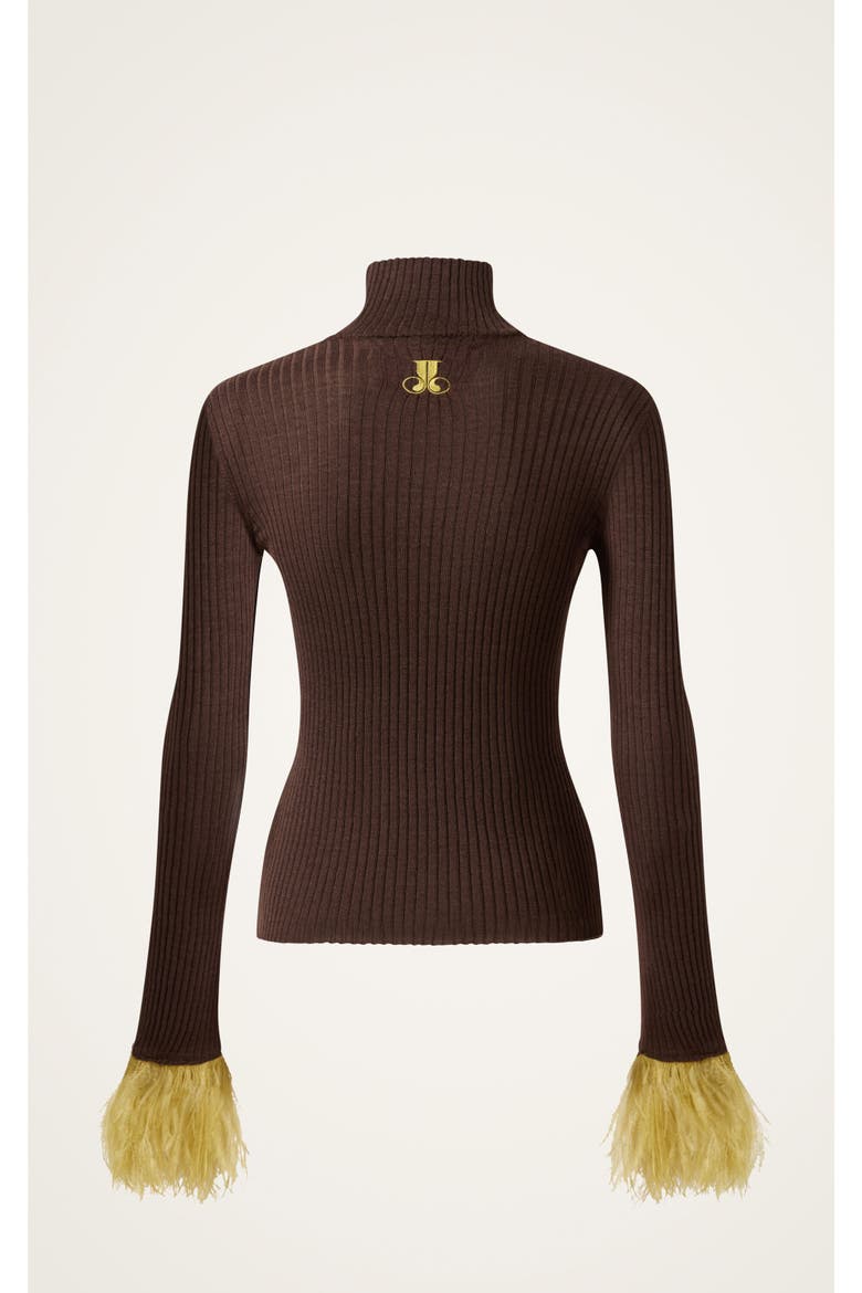 High Kick Top With Feathers, Alternate, color, Solid Cocoa Cocoa