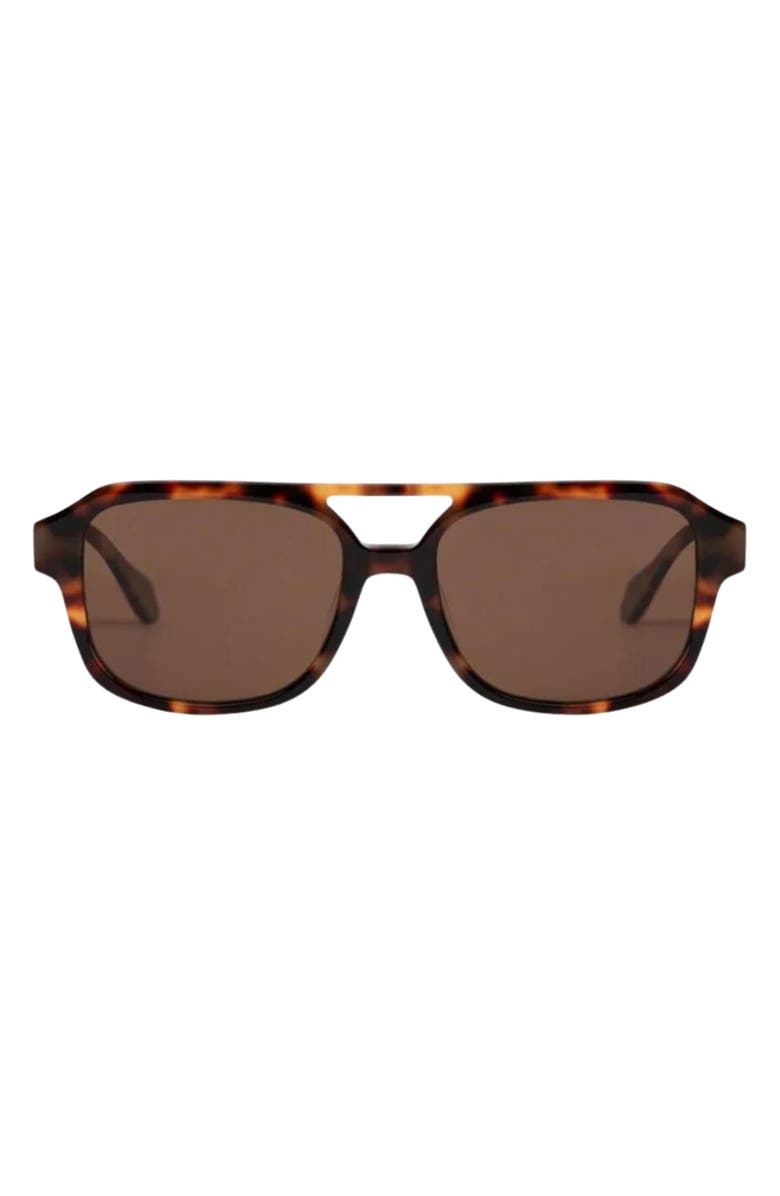 Mohala Eyewear Hanalei 55mm Medium Nose Bridge Wide Width Polarized Top Bar Sunglasses, Main, color, Sienna Tortoise / Tan Lenses