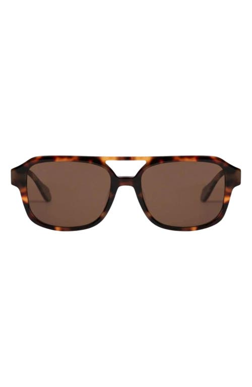 Mohala Eyewear Hanalei 55mm Medium Nose Bridge Wide Width Polarized Top Bar Sunglasses In Brown