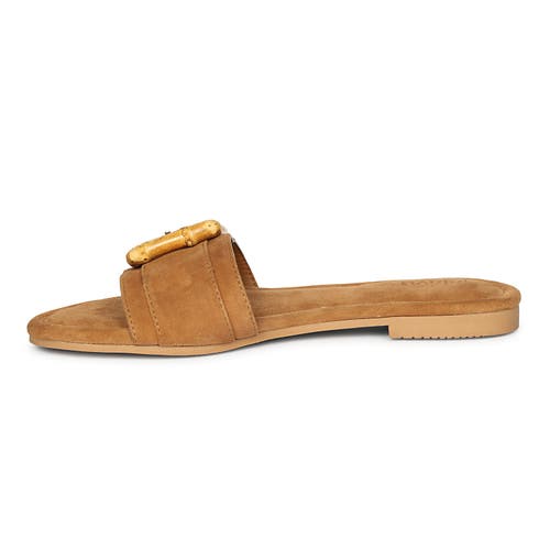 Jelavu Amsterdam Suede Leather Band Slide Sandals In Cognac