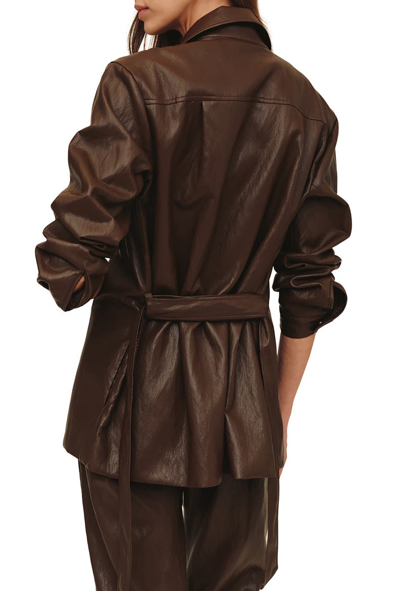 Faux Leather Belted Utility Jacket, Alternate, color, CAPPUCCINO