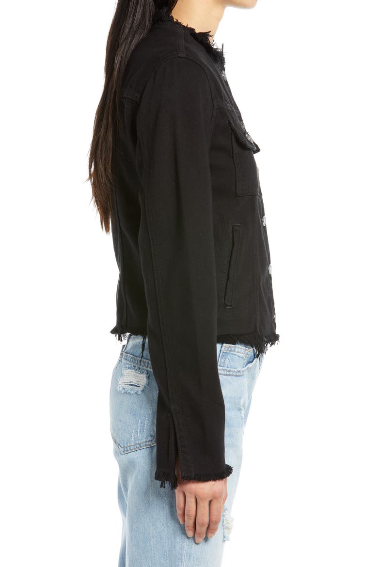 Fray Edges Denim Jacket, Alternate, color, BLACK
