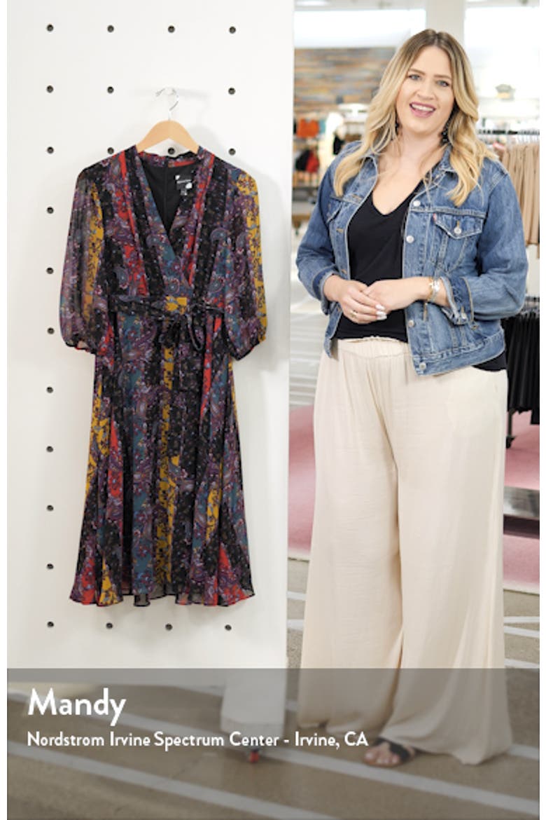 Stripe Paisley Chiffon Faux Wrap Dress video