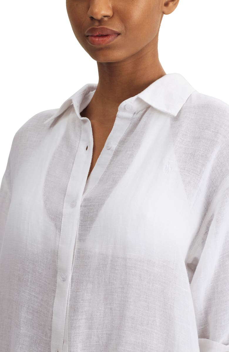 Polo Ralph Lauren Maxi Organic Cotton & Linen Cover-Up Shirtdress, Alternate, color, 