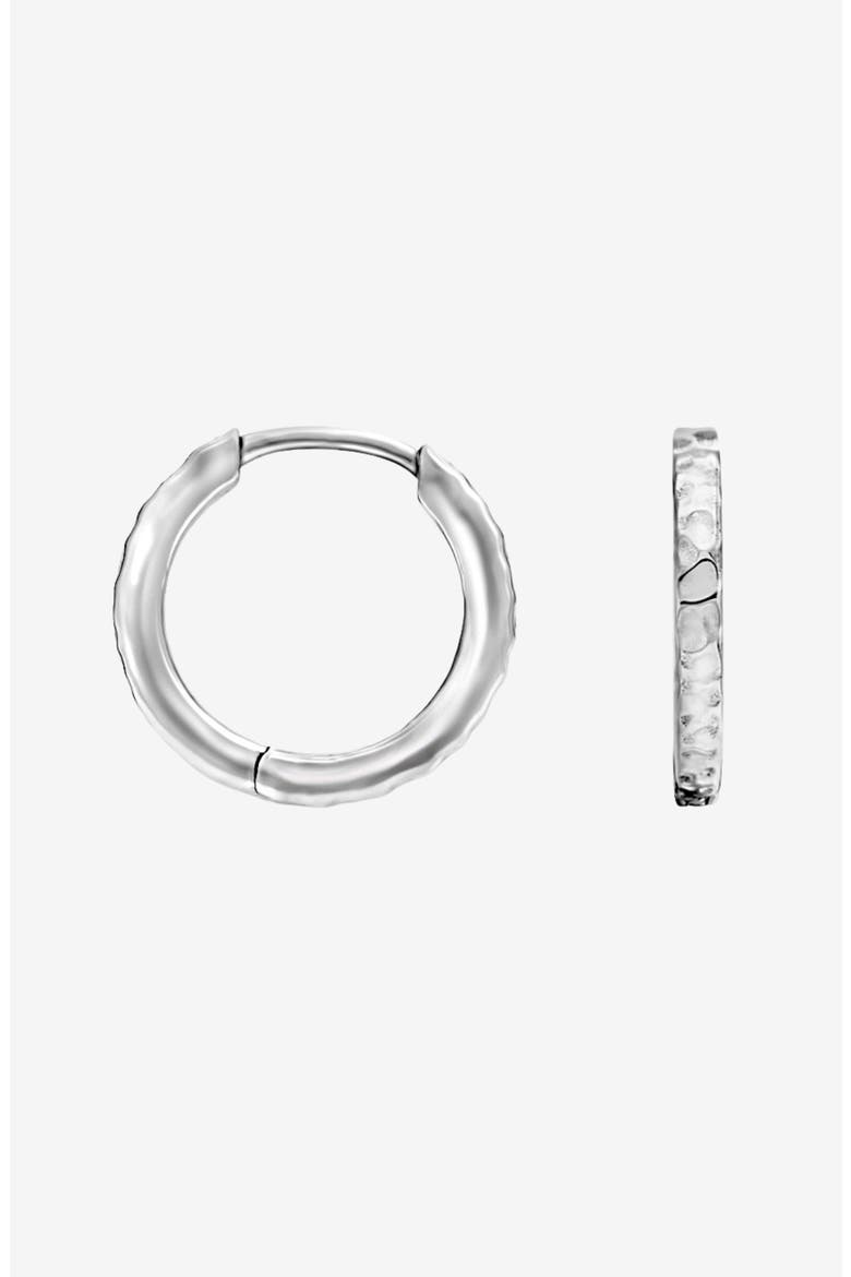 Men's Medium Hammered Nomad Huggie Hoops, Main, color, Sterling Silver