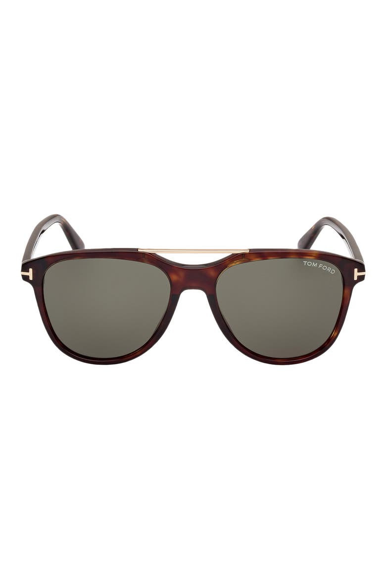 Damian 54mm Pilot Sunglasses, Main, color, DARK HAVANA / GREEN