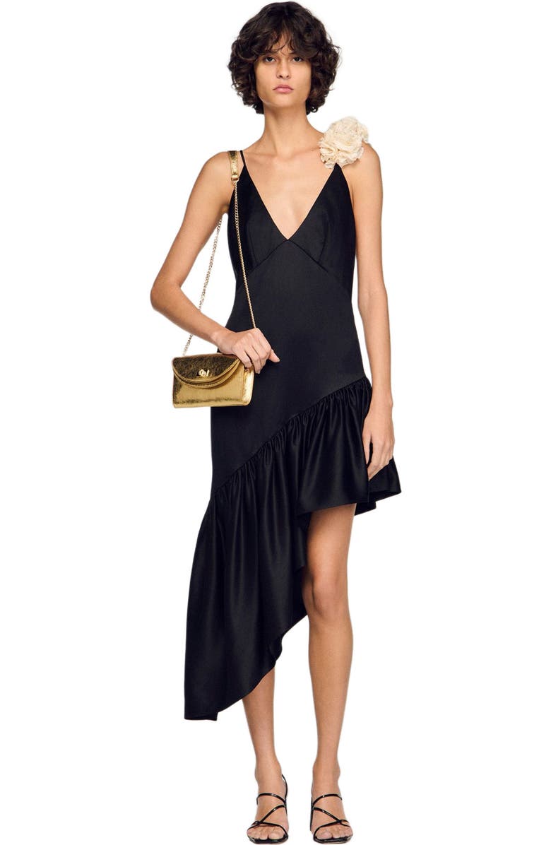 SANDRO Mambo metallic leather clutch, Alternate, color, Gold