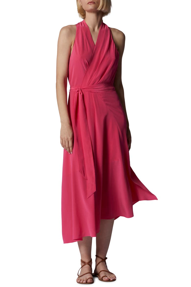 Alejandra Halter Silk Maxi Dress, Main, color, RASPBERRY SORBET