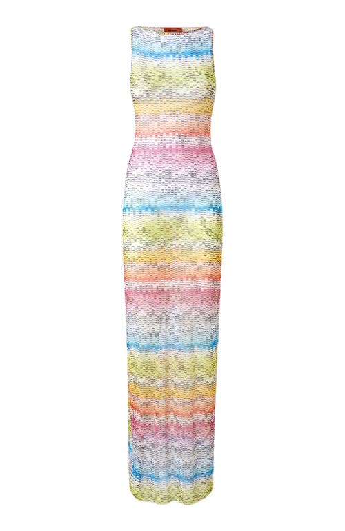 Missoni Long Sleeveless Dress In Printed Tulle In Multicoloured 1