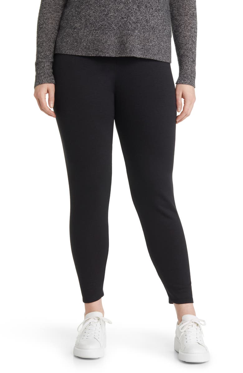 Eileen Fisher High Waist Ankle Leggings, Alternate, color, Black