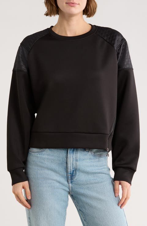 Asymmetrical Zip Quilted Sleeve Pullover