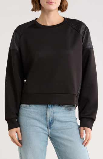 DKNY Asymmetrical Zip Quilted Sleeve Pullover