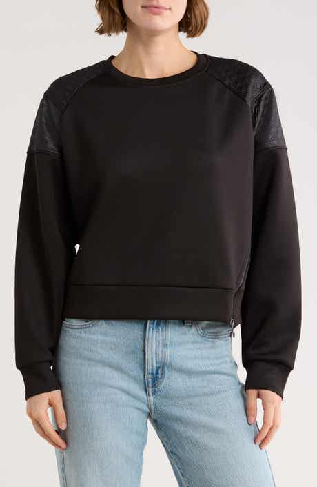 DKNY Asymmetrical Zip Quilted Sleeve Pullover