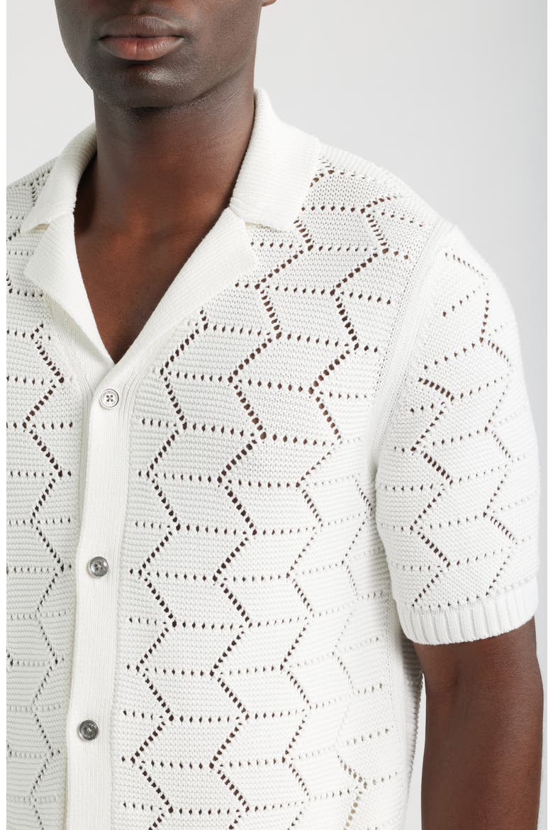 Dalkeith Open Knit Camp Shirt, Alternate, color, WHITE