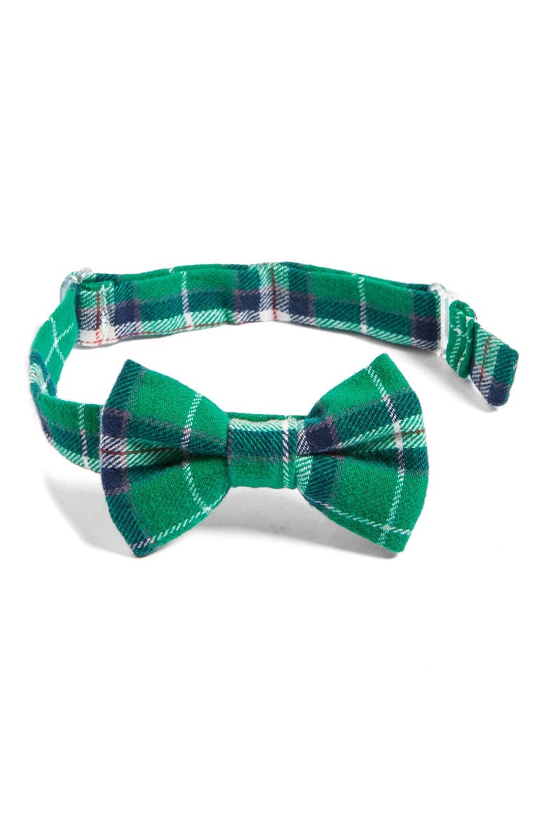 Plaid Cotton Bow Tie, Main, color, GREEN