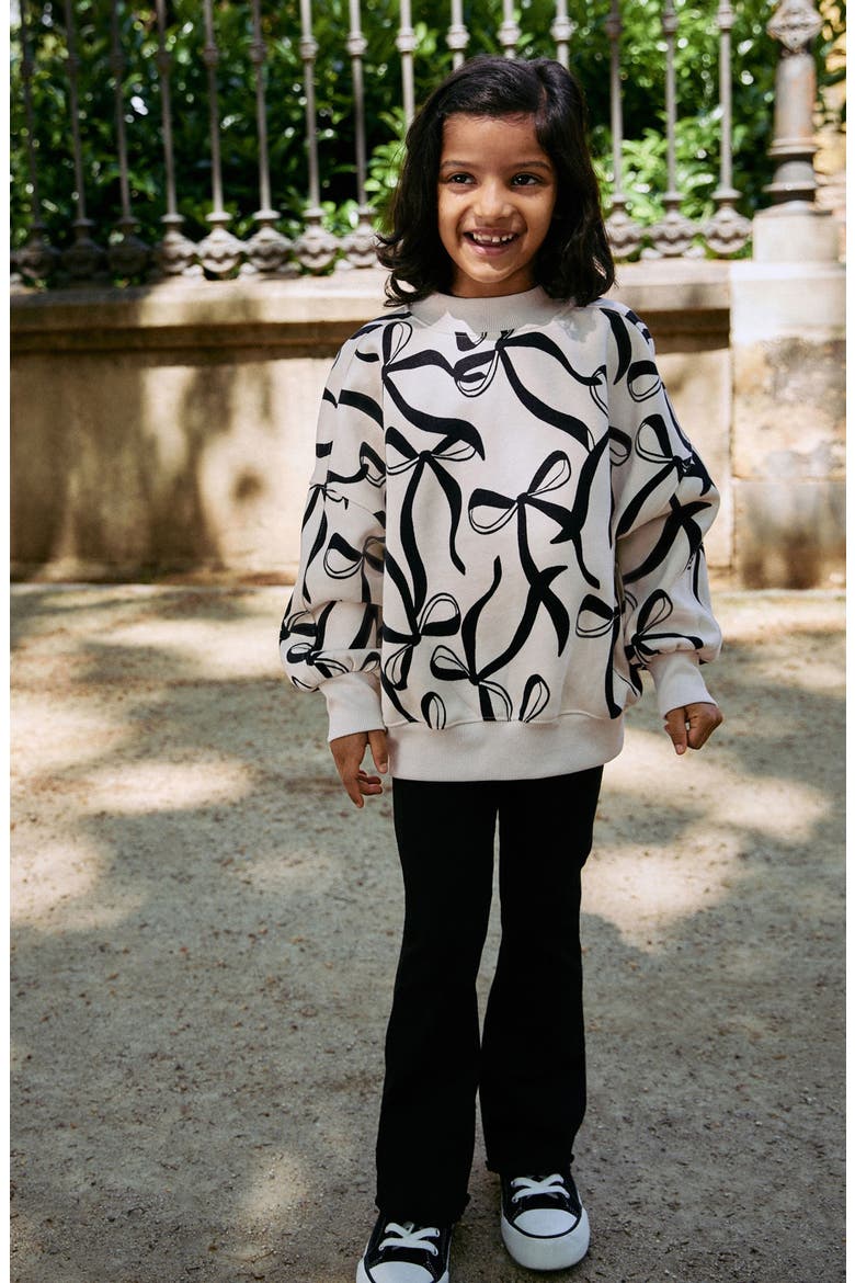 Kids' Bow Print Sweatshirt & Flare Leggings Set, Alternate, color, WHITE MULTI