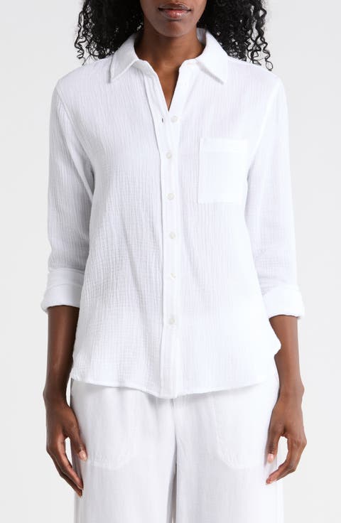 Long Sleeve Cotton Gauze Button-Up Shirt
