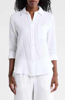 ELIE ELIE TAHARI Long Sleeve Cotton Gauze Button-Up Shirt