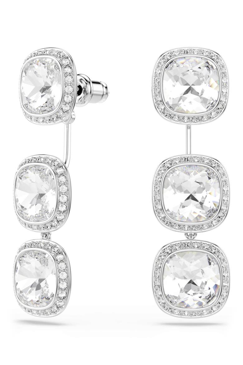 Una Angelic Cushion Crystal Linear Earrings, Main, color, WHITE GOLD CRYSTAL